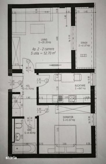 Apartament cu 2 camere decomandat în Sud
