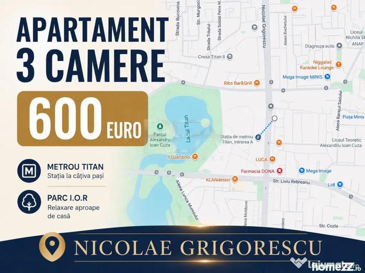 Apartament cu 3 camere decomandat în Nicolae Grigorescu