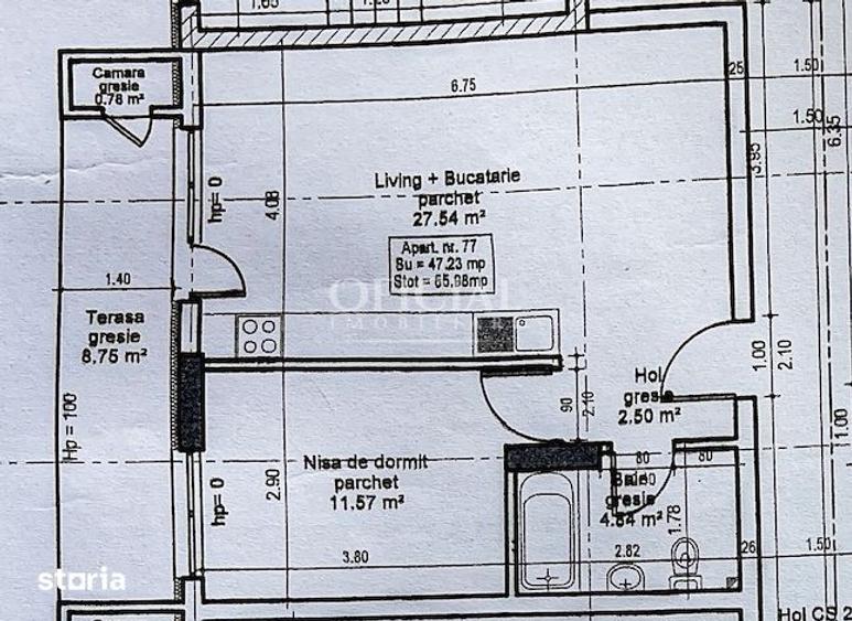 Apartament cu 2 camere semidecomandat în Florești