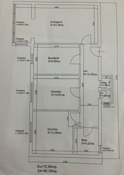 Vand Apartament 3 camere 72 mp decomandat Et 2 Spitalul Judetean - 7