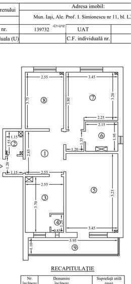 Apartament cu 3 camere decomandat în Central