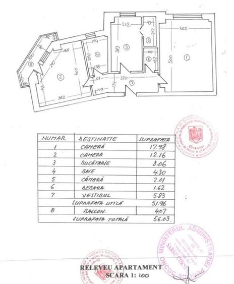 Apartament cu 2 camere decomandat în Panduri