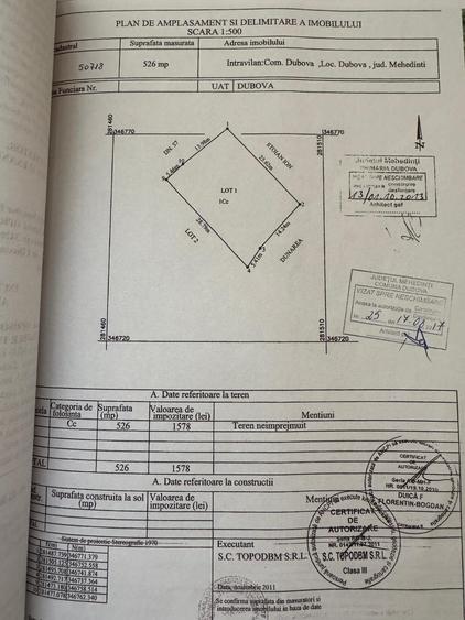 Teren Construcții intravilan de 526 mp, în Dubova