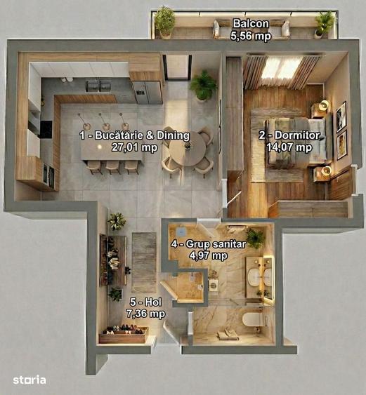 Apartament cu 4 camere în Unirii