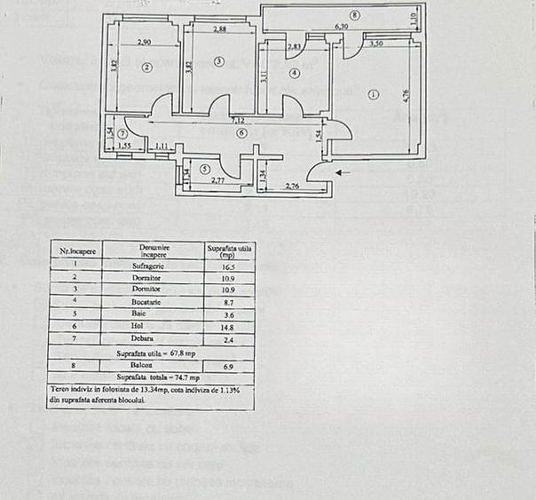 Apartament cu 3 camere decomandat în Vidin-Progresul