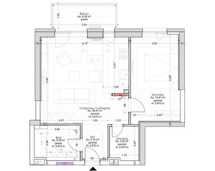 Apartament cu 2 camere decomandat în Take Ionescu