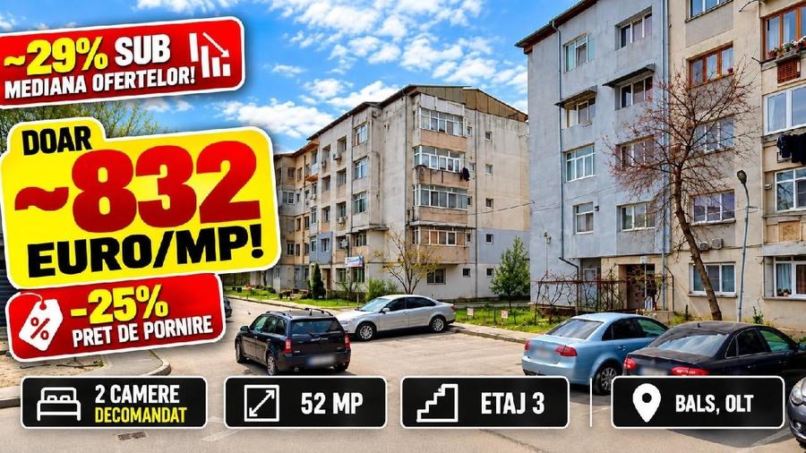 Apartament cu 2 camere decomandat în Balș
