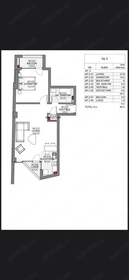Apartament cu 2 camere semidecomandat în Eminescu