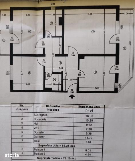 Apartament cu 3 camere decomandat în Central