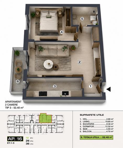 Apartament cu 2 camere decomandat în Bragadiru