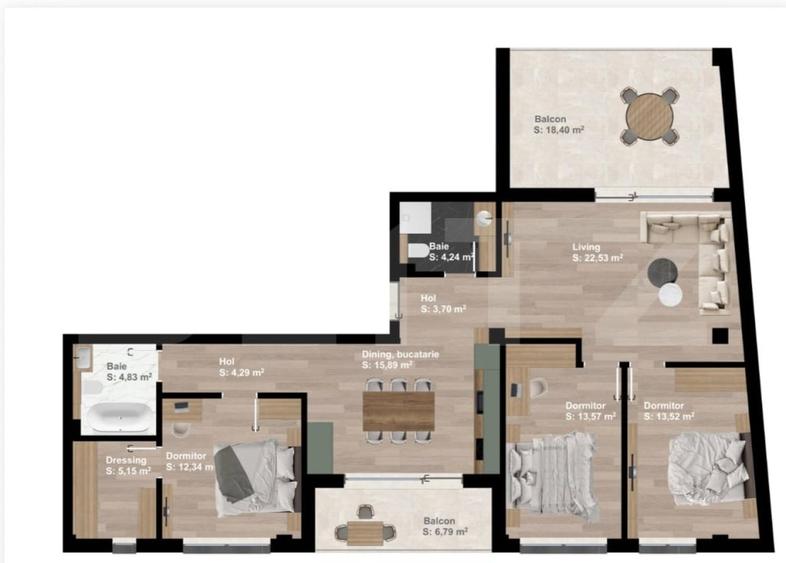 Apartament cu 4 camere semidecomandat în Someșeni