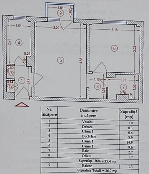 Apartament cu 2 camere semidecomandat, mobilat în Veteranilor