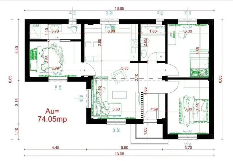 Casă cu 3 camere cu Canalizare în Afumați