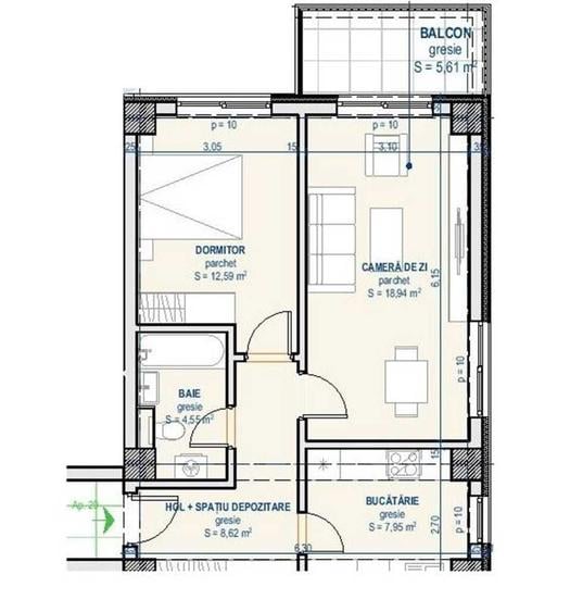 Apartament cu 2 camere decomandat în Central