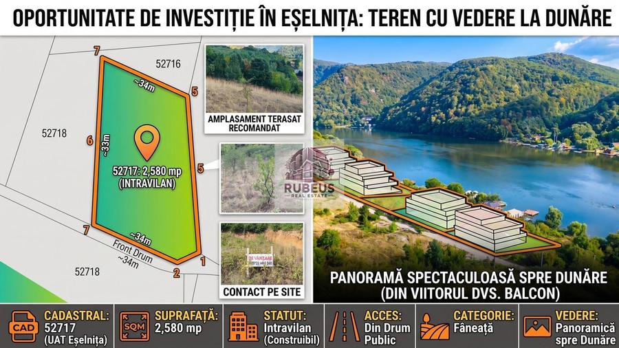 Teren Construcții intravilan de 2580 mp, în Eșelnița