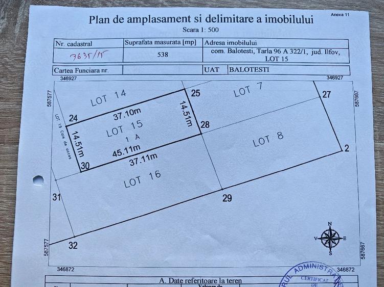 Teren de 538 mp, în Balotești
