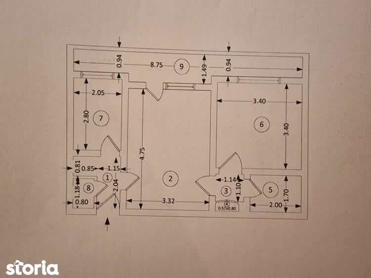 Apartament cu 2 camere semidecomandat, mobilat în Tei