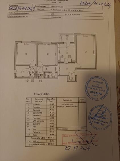 Apartament cu 3 camere decomandat în Postăvari