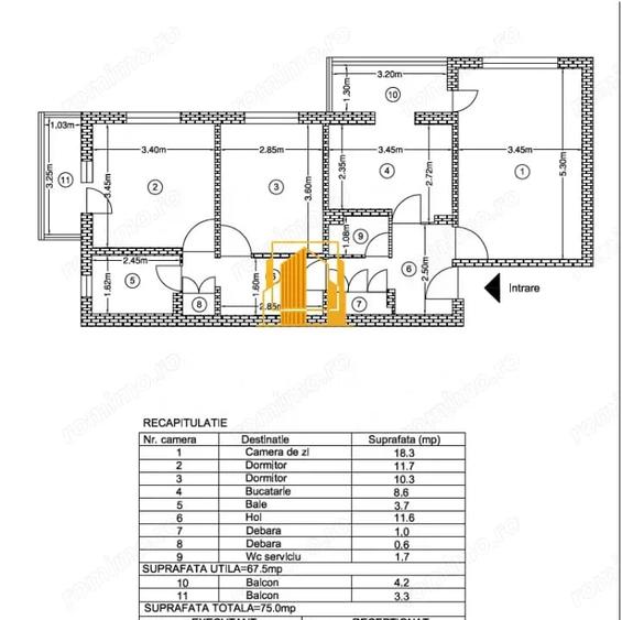 Apartament cu 3 camere decomandat în Central
