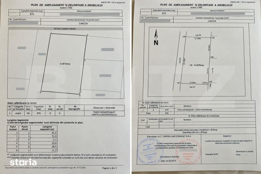 Teren de 876 mp, în Cârcea