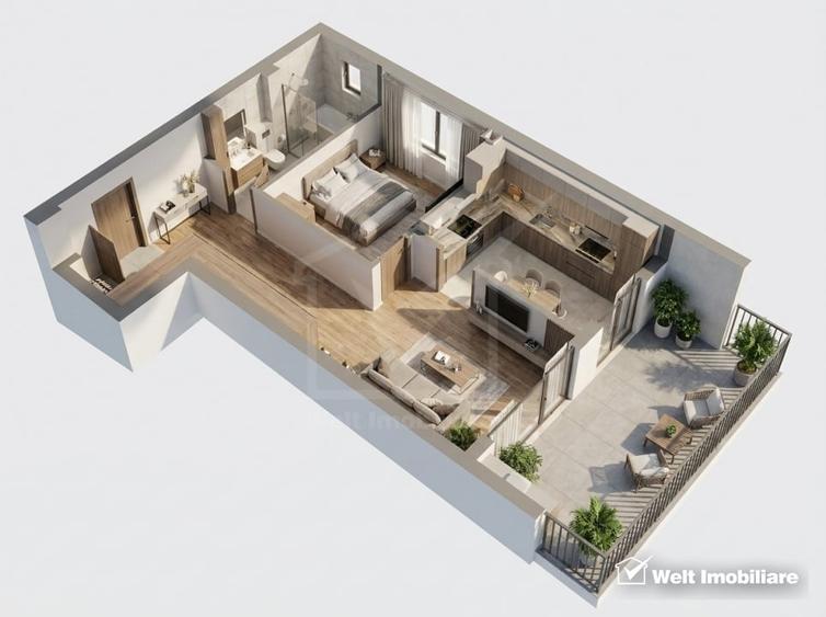 Apartament cu 2 camere semidecomandat, mobilat în Zorilor