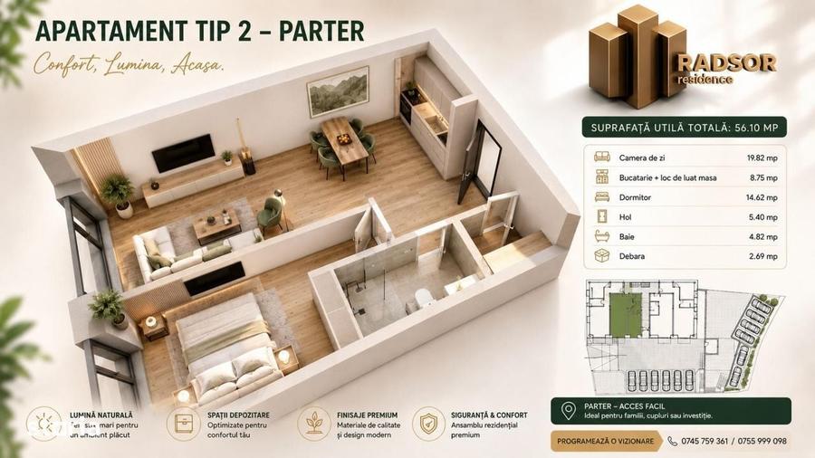 Apartament cu 2 camere în Central