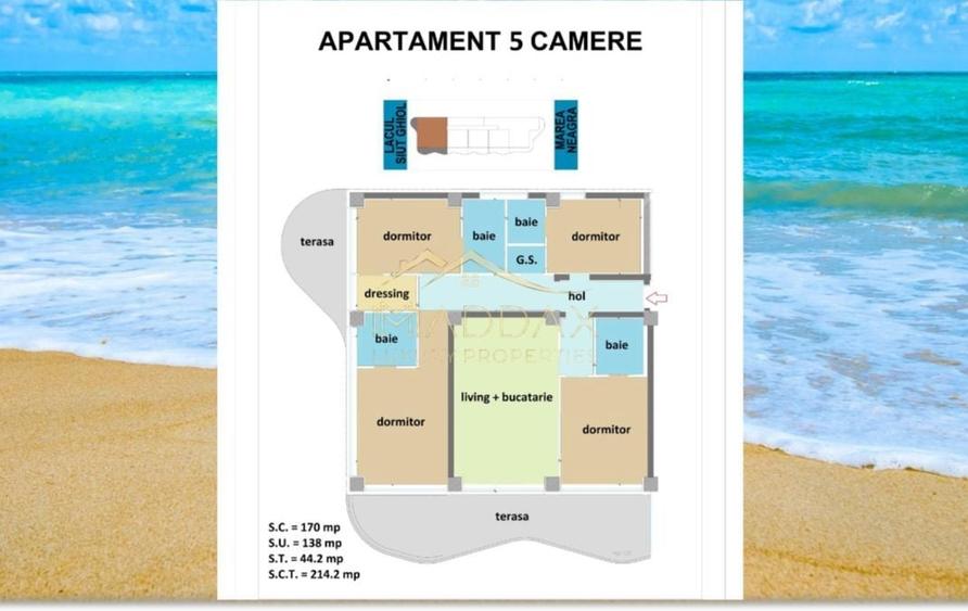 Apartament LUX**5 Camere**Prima linie la MARE**Complex cu piscina//MAMAIA - 22