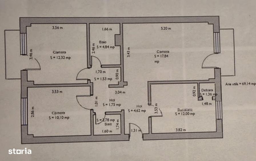 Apartament cu 3 camere decomandat în Soarelui
