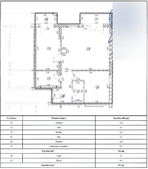 Apartament cu 3 camere în Libertății