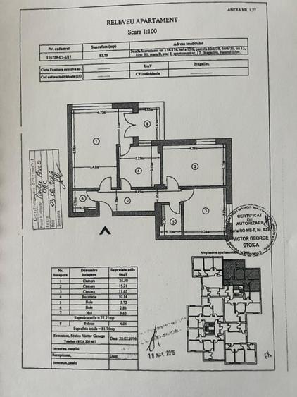 Apartament cu 3 camere decomandat, mobilat în Central