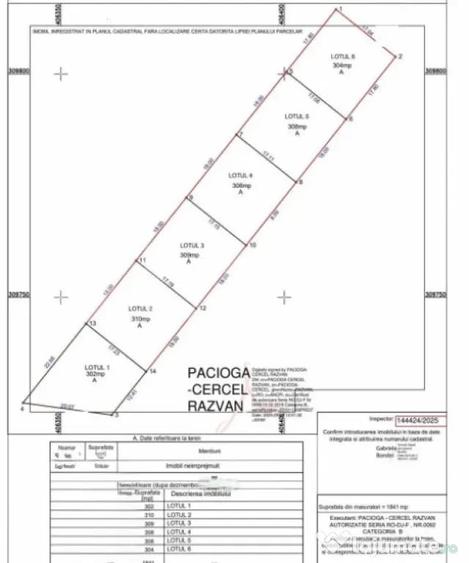 Teren 3 parcele intravilan, 308 mp, deschidere 18 m, Damila - 1