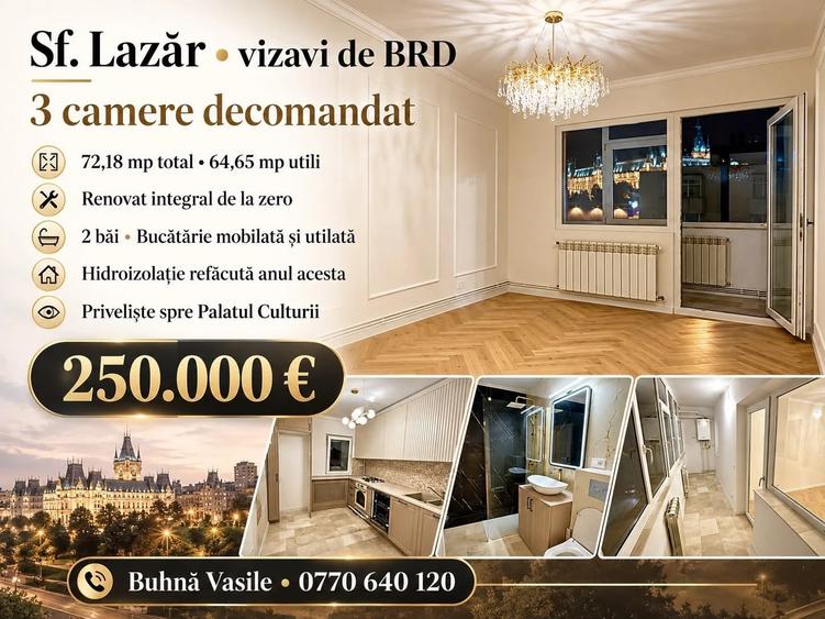 Apartament cu 3 camere decomandat în Palat