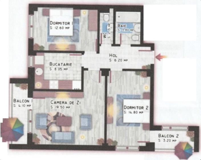 Apartament cu 3 camere decomandat în Titan