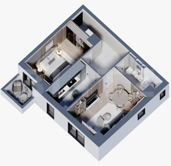 Apartament cu 2 camere decomandat în Frumoasa
