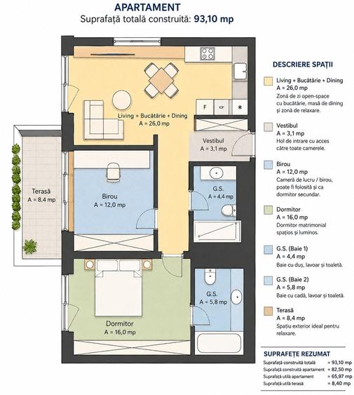 Apartament cu 3 camere decomandat în Băneasa