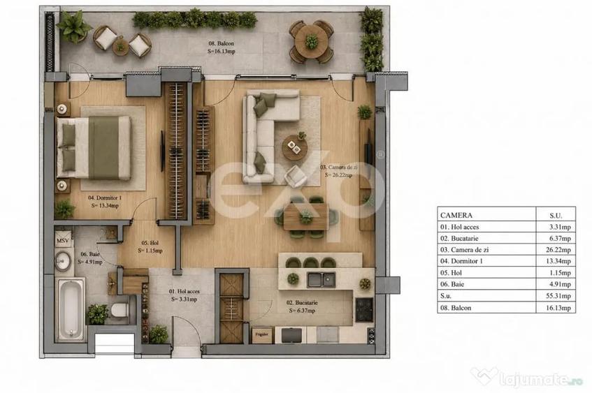 Apartament cu 2 camere decomandat în Sebastian