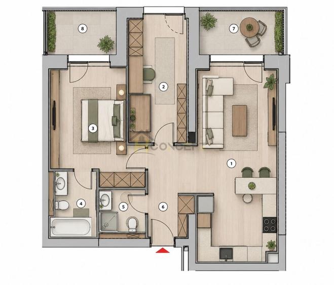 Apartament cu 3 camere decomandat în Nord
