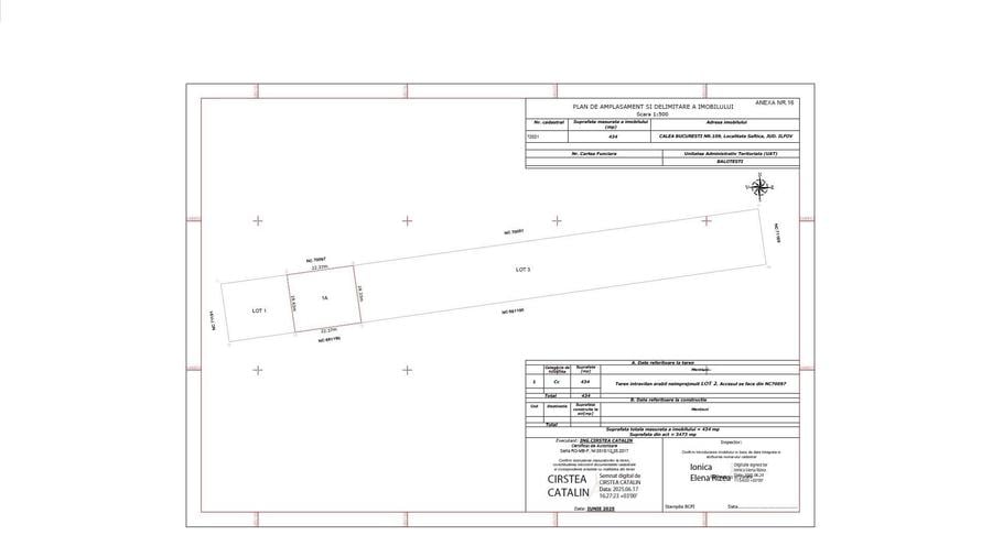 Teren Construcții intravilan de 434 mp, în Balotești