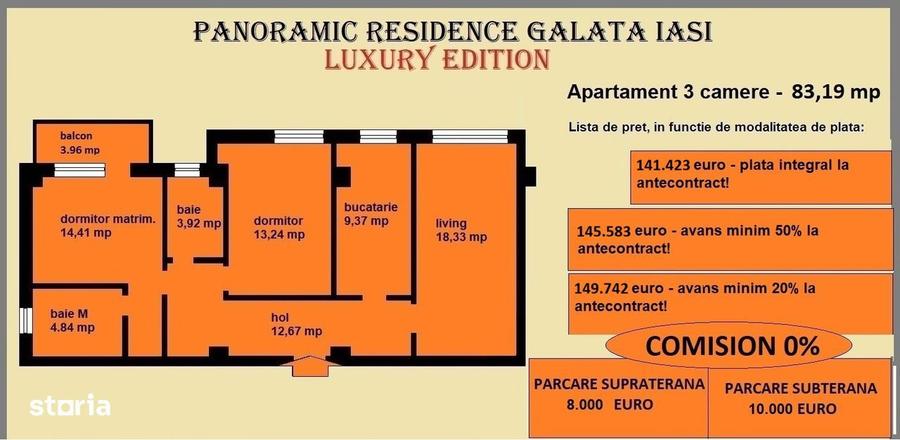 Apartament cu 3 camere decomandat în Galata