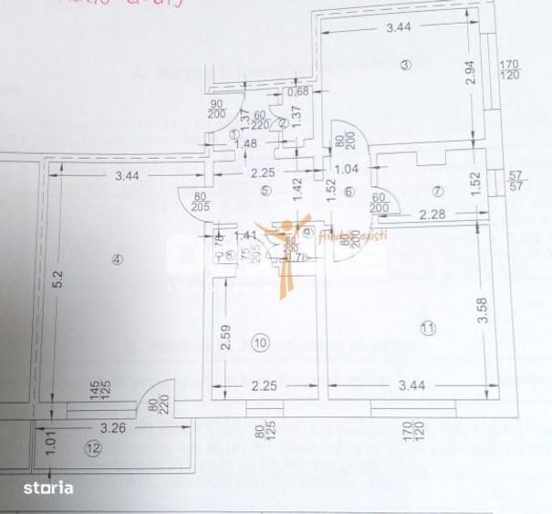 Apartament cu 3 camere, mobilat în Republicii
