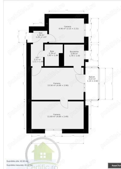 Apartament cu 3 camere semidecomandat în Șagului