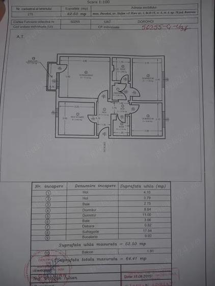 Apartament cu 3 camere decomandat în Dorohoi