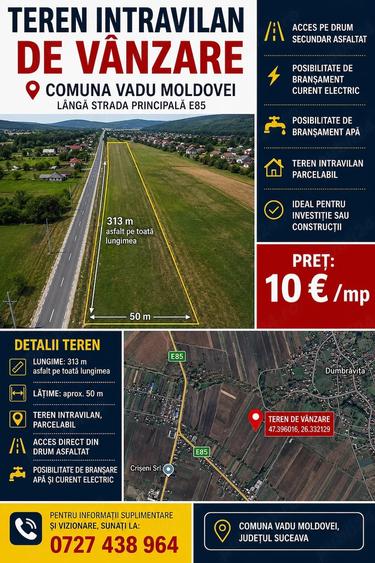 Teren de 15000 mp, în Vadu Moldovei
