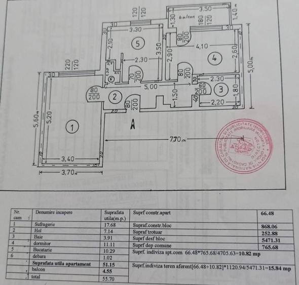 Apartament cu 2 camere decomandat în Central