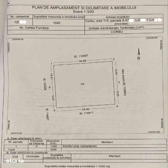 Teren de 1040 mp, în Exterior Vest