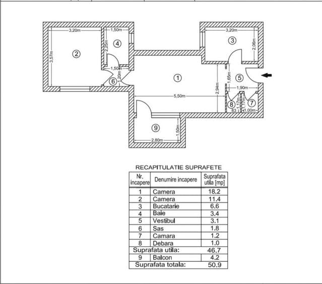 Apartament cu 2 camere semidecomandat în Pantelimon