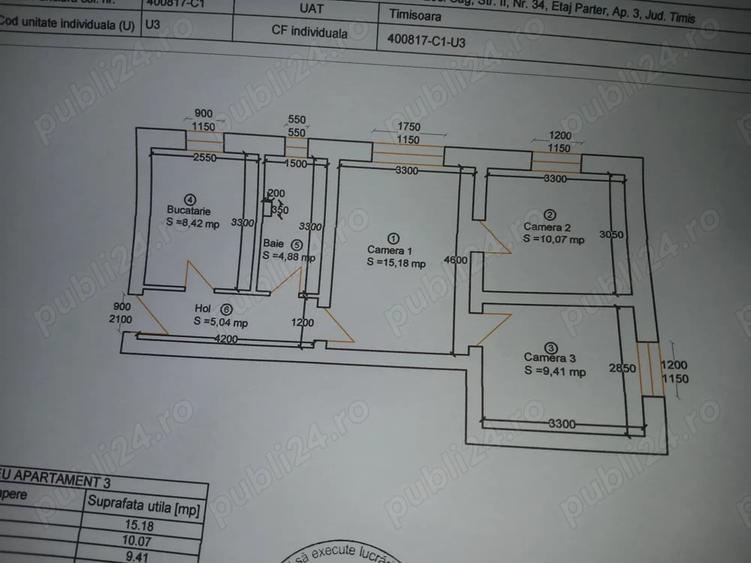 Apartament cu 3 camere decomandat în Central