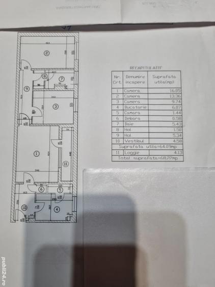 Apartament cu 3 camere semidecomandat în Titan