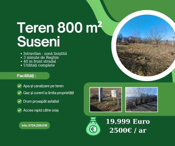 Teren de vanzare 800mp - Suseni(3 min de Reghin)-utilitati complete - 7