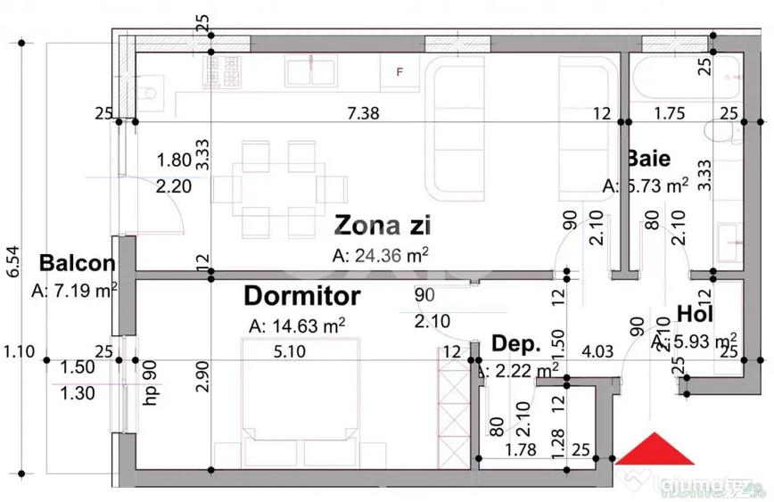 Garsonieră decomandată în Tancodrom